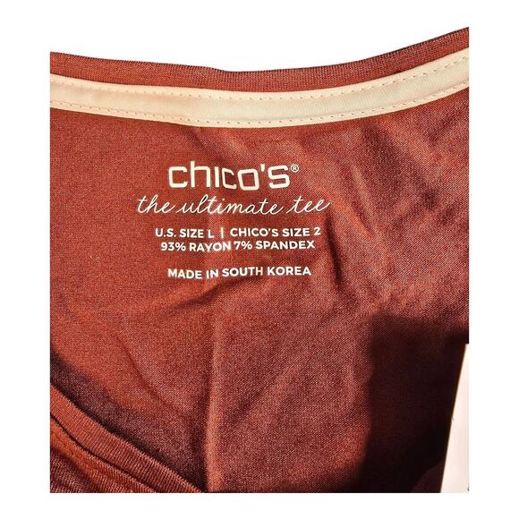 Chico's Women's Copper Pearl Scoop Neck Basic Knit Top LS Size 2 NWT $39 - Picture 6 of 7